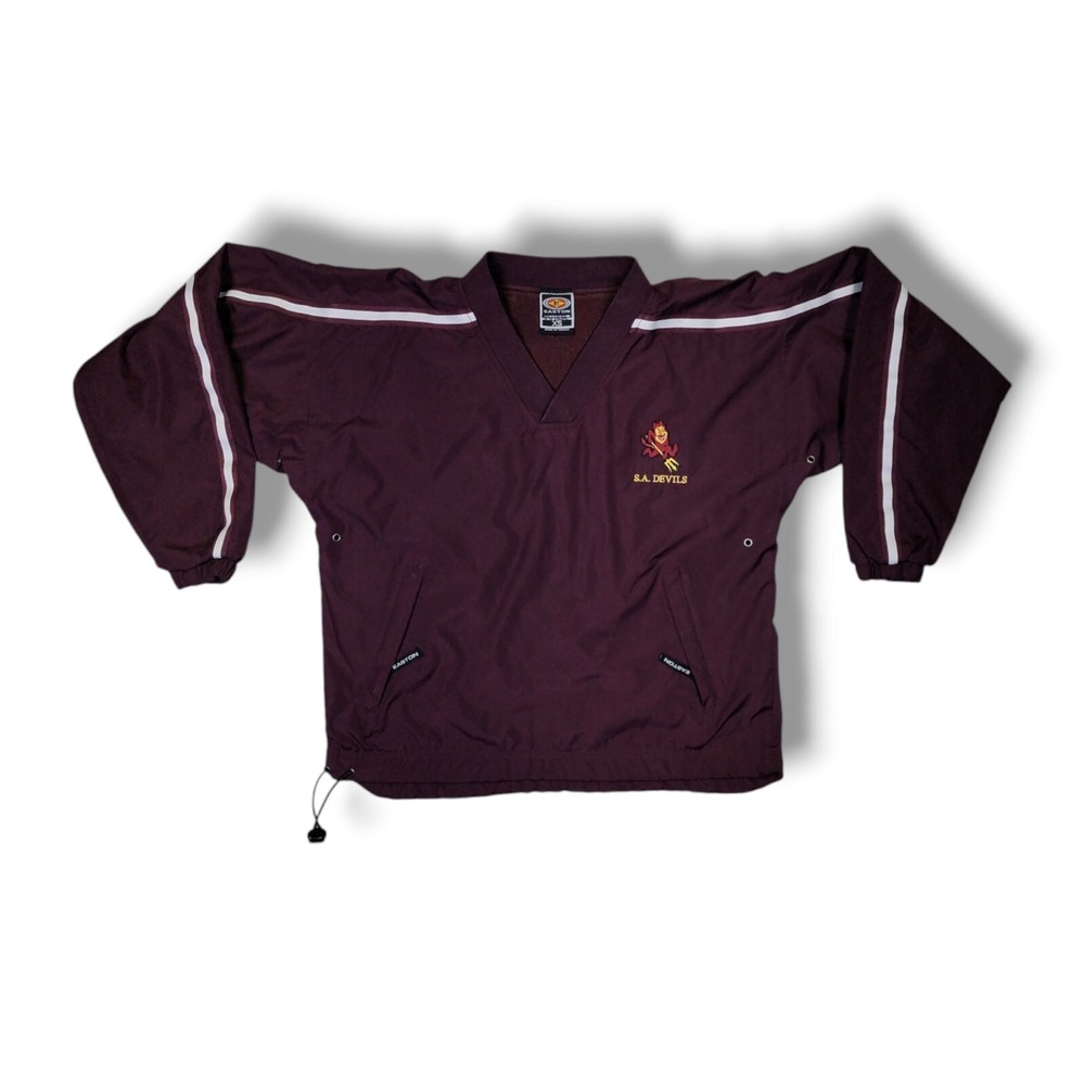 VTG Easton‎ S.A. Devils Pullover Vented Mesh Lined Maroon Windbreaker Size XS